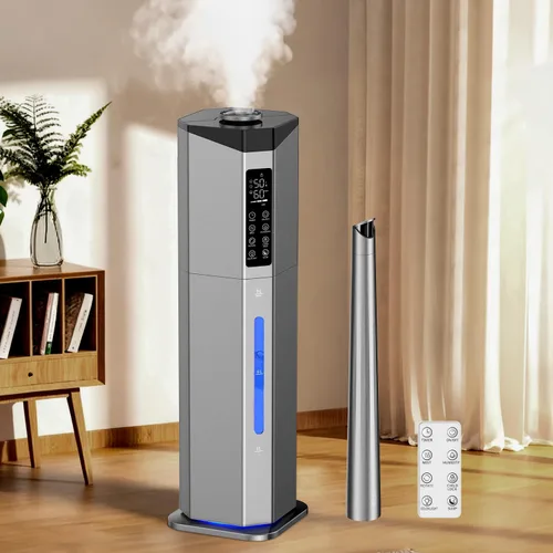 Humidifiers for Bedroom - GloryAir 2.38Gal/9L Dual Atomizers Top Fill Humidifier for Large Room 2000ft² with Auto Rotation 7-Color Light Humidistat