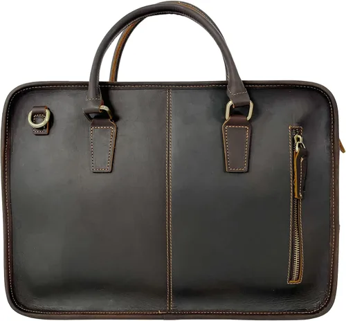 Miniatura 2 de Maletín delgado para hombre, para viajes, oficina, negocios, bolsa de mensajero de cuero resistente al agua, bolsa para laptop de 15.6 pulgadas