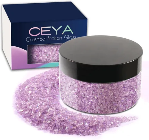 Miniatura 19 de Ceya 5.3 onzas/150g Vidrio Triturado Irregular Azul Neptuno Metálico Chips de Cristal Vidrio Roto Chips Purpurina 2-4mm Manualidades Purpurina