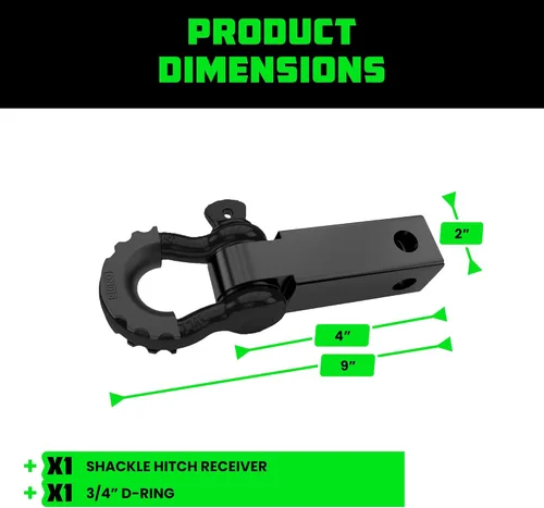 Miniatura 5 de Rhino USA Receptor de enganche de grillete (se adapta a receptores de 2 pulgadas). Los mejores accesorios de remolque para camiones, Jeep, Toyota