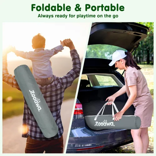 Miniatura 7 de Corralito desplegable para bebé, corralito portátil para bebés y niños pequeños con sombras extraíbles y 2 cubiertas UV laterales, corralito ligero