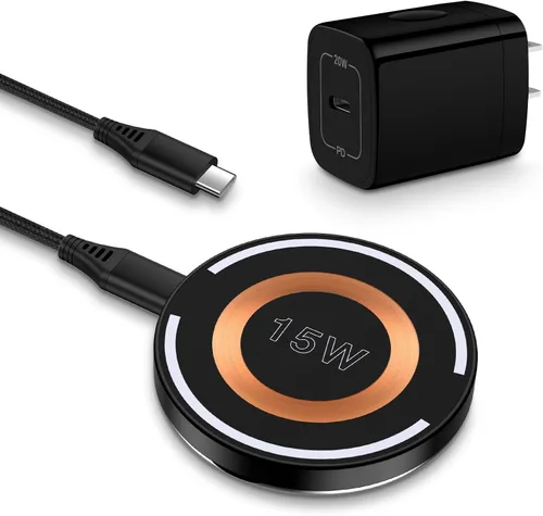 Cargador magnético inalámbrico para iPhone Magsafe Pad de carga rápida de 15 W con cargador USB C de 20 W para iPhone 17 16 15 14 13 12 Pro Max,