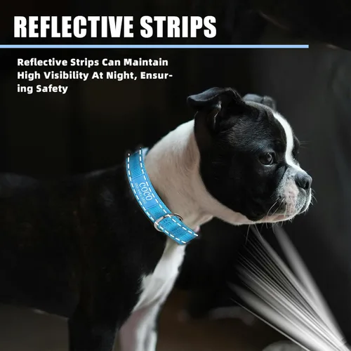 Miniatura 7 de Collar de perro de nailon reflectante personalizado con nombre y número de teléfono personalizados, 5 tamaños y 3 fuentes, acolchado de neopreno