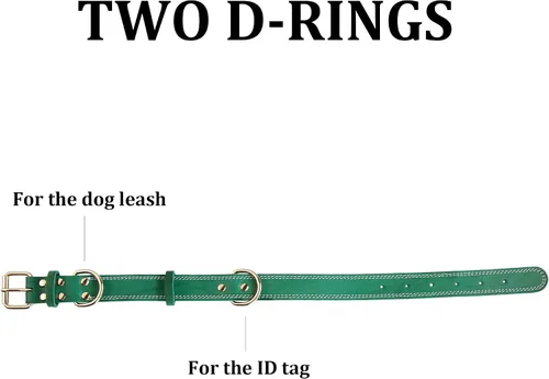 Miniatura 5 de Collar de perro de cuero genuino, collar de perro ancho resistente para perros pequeños, medianos, grandes y extra grandes