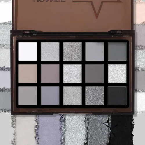 Miniatura 5 de UCANBE Paleta de sombra de ojos ahumada en negro, 15 colores de sombras de ojos oscuras brillantes mate metálicas, kit de sombras de ojos altamente