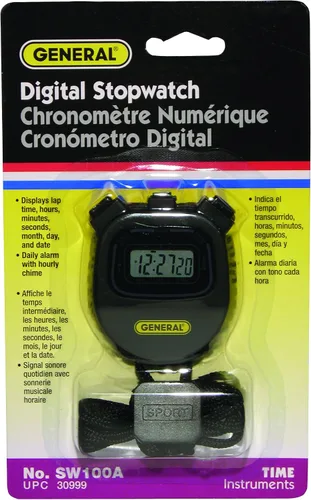Miniatura 2 de General Tools SW100A - Cronómetro negro multifunción, 1 línea