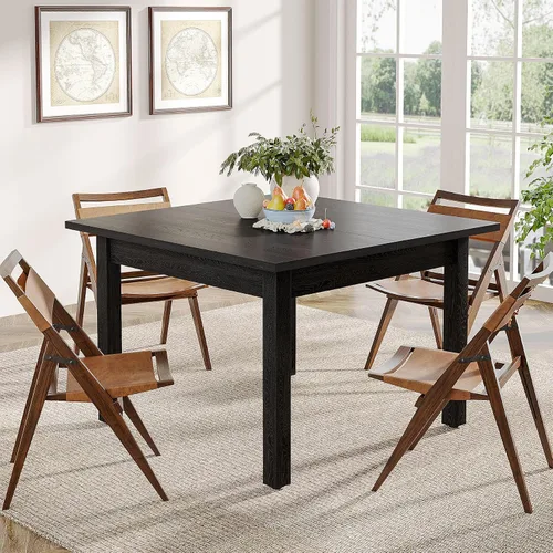 Tribesigns Mesa de comedor de madera, mesa de cocina moderna para comedor, sala de estar, 2-4 personas, mesa de comedor cuadrada con patas de