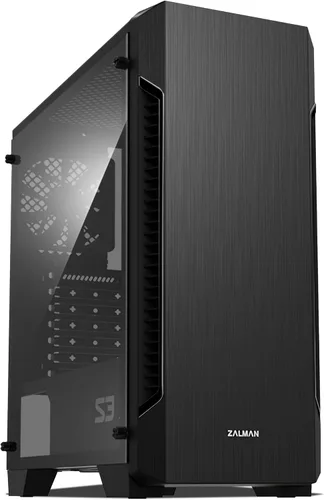 Zalman - S3 - Carcasa de PC ATX de Torre Media - Panel Lateral Completo de Acrílico - 3x Ventilador de Carcasa de 120mm Preinstalado, Negro acrylic