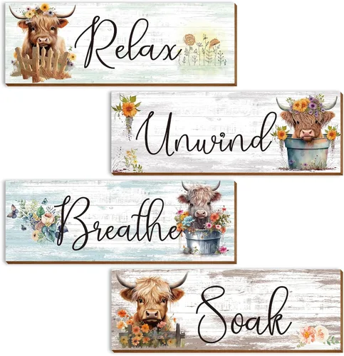 Miniatura 8 de Thrist Decoración de pared con temática de caballo de vaquera, 4 piezas de madera inspiradora de vaquera, arte de pared de caballo, pintura amada