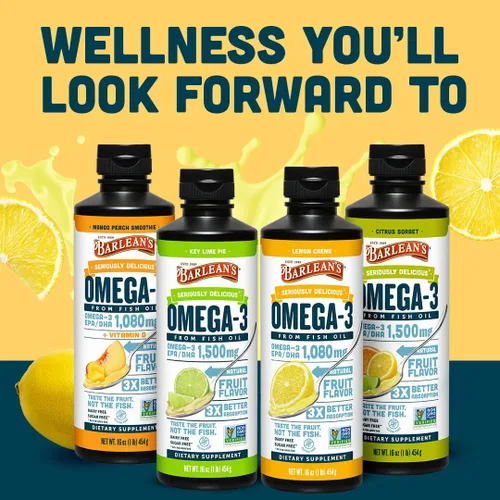 Miniatura 7 de Barlean's Suplemento líquido de aceite de pescado Omega 3 para hombres y mujeres, 1080 mg de ácido graso EPA y DHA, promueve la salud del cerebro