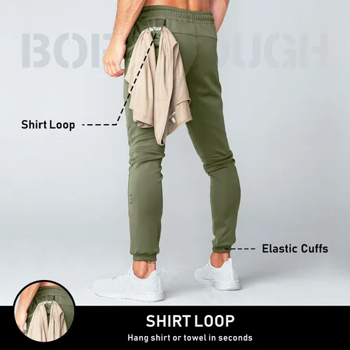 Miniatura 3 de Born Tough Pantalones deportivos ajustados para hombre, pantalones deportivos de entrenamiento para culturismo, gimnasio, pantalones de correr