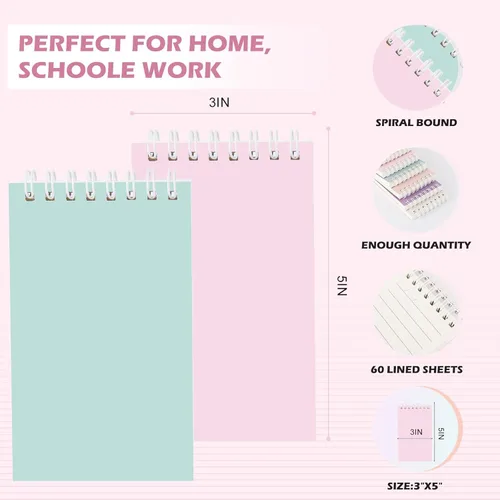Miniatura 2 de Ddaowanx Cuadernos pequeños, bloc de notas en espiral de bolsillo de 3 x 5 pulgadas con páginas rayadas, el pequeño cuaderno perfecto para Deleite