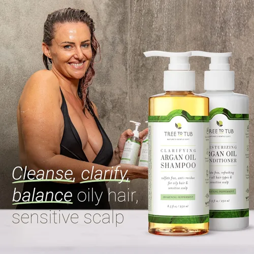 Miniatura 2 de Tree To Tub Champú y acondicionador sin sulfato para cabello graso, encrespamiento, cuero cabelludo sensible, champú y acondicionador hidratante