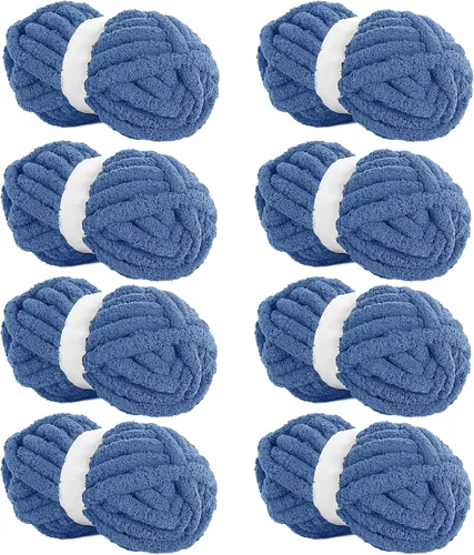 Miniatura 43 de HOMBYS Hilo de Chenille Grueso Carbón para Crochet, Hilo Grueso Espeso y Esponjoso para Tejer, Hilo Súper Grueso para Tejer Mantas a Mano, Hilo