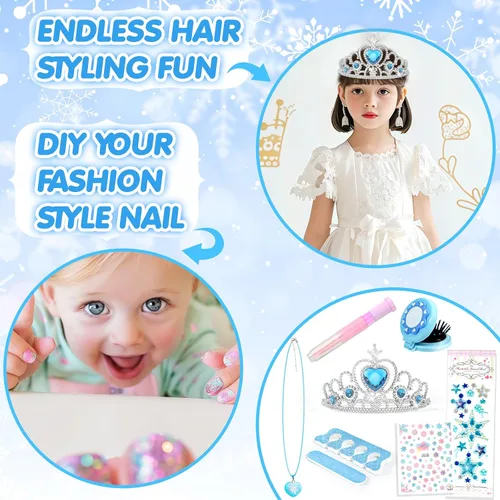 Miniatura 6 de INNOCHEER Kit de maquillaje para niñas, juguetes de maquillaje Frozen para niñas, maquillaje lavable de doble capa para niños, maquillaje Frozen