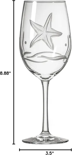 Miniatura 9 de Rolf Glass Starfish - Copas de vino multiusos de 18 onzas, juego de 4 copas de vino grandes, sin plomo, copas de vino grandes grabadas, fabricadas
