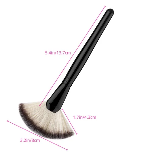 Miniatura 6 de Luxspire Brocha de maquillaje con abanico, brocha de maquillaje profesional para resaltar rubor, bronceador, brocha para pómulos, cepillo