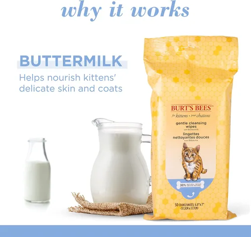 Miniatura 3 de Burt's Bees for Pets Toallitas para gatitos – Toallitas para gatitos para todos los gatos, seguras para gatitos – Sin crueldad, formuladas sin