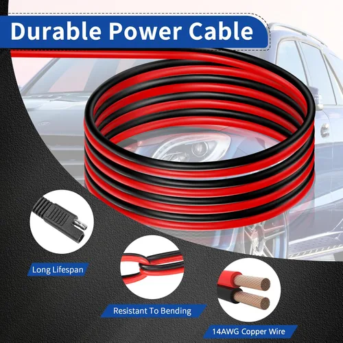 Miniatura 4 de Enchufe de encendedor de cigarrillos SAE a 10 pies/3M con cable de interruptor, enchufe macho a SAE 14 AWG 12 V, adaptador de liberación rápida