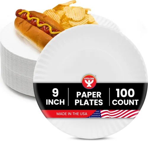 Miniatura 12 de Hygloss Platos de Papel Pequeños a Granel de 6 Pulgadas - Platos de Postre Desechables para Fiestas, Pasteles, Aperitivos, Bocadillos, Vajilla