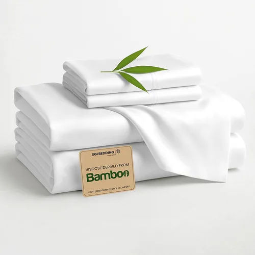 Miniatura 14 de SGI bedding Juego de sábanas tamaño matrimonial de lujo de 4 piezas, 100% viscosa de bambú cultivada orgánicamente, ultra suave, refrescante