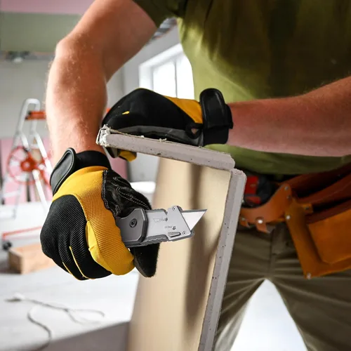 Miniatura 8 de WORKPRO - Cuchillo utilitario plegable, cortador de caja de cambio rápido con cabezal de acero inoxidable y bloqueo de alineación, mango de madera