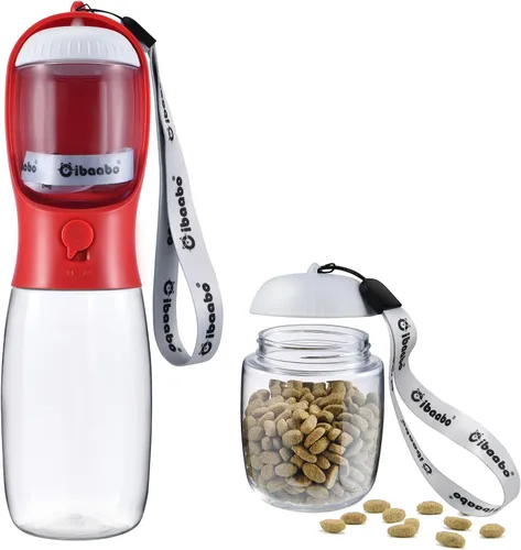 Miniatura 20 de Cibaabo Botella de agua para perros con contenedor de alimentos, cuenco de agua para cachorros de viaje, dispensador portátil para mascotas