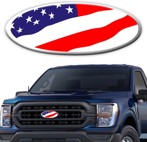 Miniatura 8 de Emblema para portón trasero para Ford F150 F250 F350 Bandera Americana Negra de 9 Pulgadas Emblema para parrilla delantera para emblemas de Ford