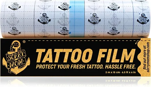 Sorry Mom Vendaje de cuidado posterior para tatuajes, cubierta de tatuaje de segunda piel, vendaje transparente impermeable, envoltura adhesiva para