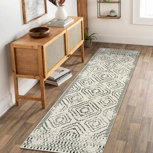 Miniatura 51 de Wonnitar Alfombra marroquí lavable de 5 x 7 pies, color negro, alfombra grande para sala de estar, antideslizante, bohemio, para dormitorio