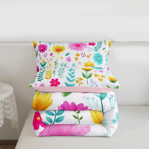 Miniatura 6 de Manfei Juego de Edredón Floral de Acuarela Tamaño Twin, Juego de Ropa de Cama de Flores Botánicas y Hojas 2 piezas, Edredón de Plumón de Flores