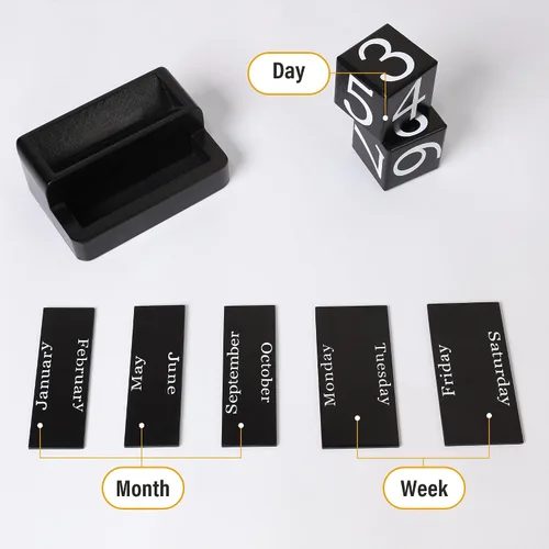Miniatura 4 de Calendario de Bloques de Madera para Escritorio, Calendario de Escritorio Perpetuo Diario, Accesorios de Escritorio de Estética Moderna de Granja