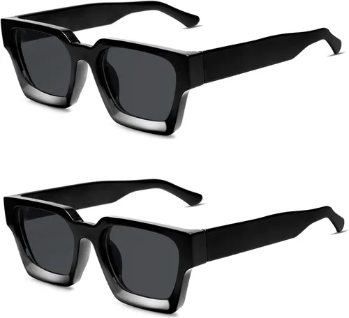 Miniatura 49 de VANLINKER Gafas de sol cuadradas gruesas para hombres y mujeres, retro, rectangulares, con protección UV400, VL9731