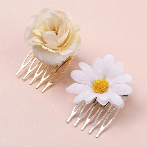 Miniatura 7 de 20 peines pequeños de dientes franceses para el cabello, color plateado y dorado, para cabello fino