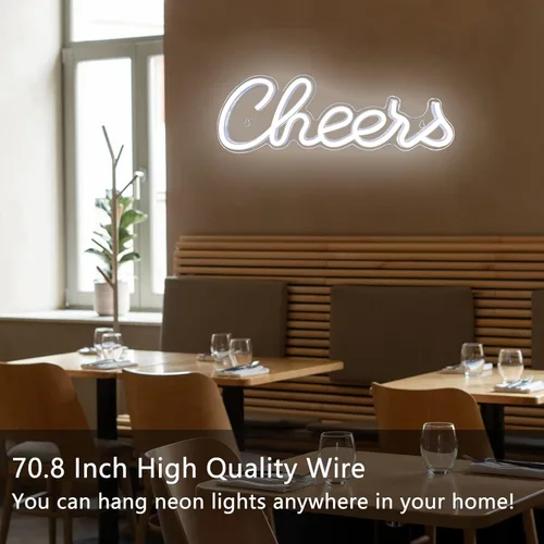 Miniatura 8 de Letrero de neón Cheers para decoración de pared, letrero de luz de neón LED para bar, letrero de neón USB alimentado para decoración de pared