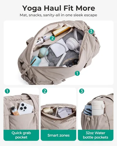 Miniatura 6 de BAGSMART Reiki - Bolsa de gimnasio para mujer, bolsa cruzada mediana para esterilla de yoga con bolsillo para artículos húmedos y secos, bolsa