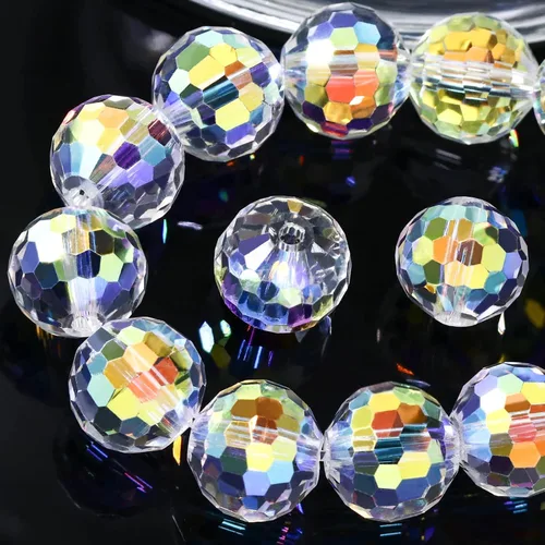 Miniatura 24 de Dowarm 150 PIEZAS Cuentas de cristal de vidrio redondas de 6 mm para hacer joyas, cuentas facetadas de cristal rondelle espaciadoras de color azul