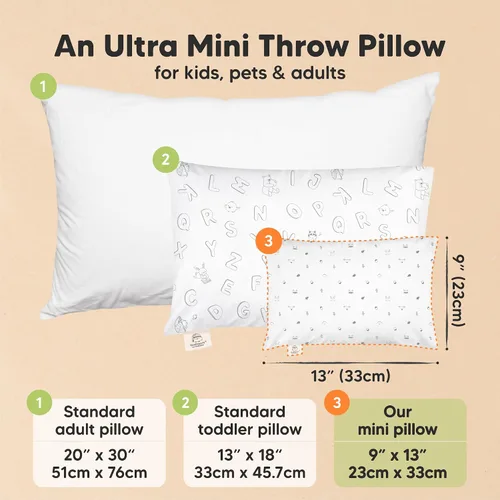 Miniatura 2 de Almohada Mini para Niños Pequeños con Funda - 9x13 My Little Dreamy Almohada de Viaje para Niños para Dormir, Cama de Niños, Pequeña, Minúscula