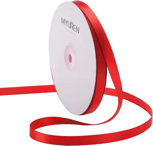 Cinta de satén sólida de 3/8 pulgadas, cinta de satén roja de doble cara para manualidades, envoltura de regalos, recuerdos de fiesta, baby shower,
