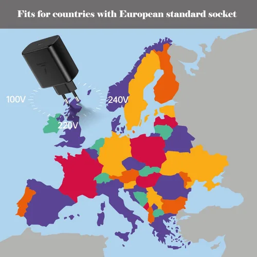 Miniatura 6 de 45W Europa Super Fast Charger Europeo Travel Plug Adaptador para Samsung Galaxy S26 S25 S24 S23 S22 Ultra Plus iPhone MacBook UE Adaptador