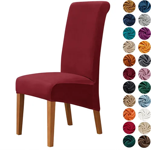Miniatura 3 de Juego de 2 fundas de terciopelo para sillas de comedor, color beige, fundas elásticas para sillas de comedor y cocina, reutilizables, protector