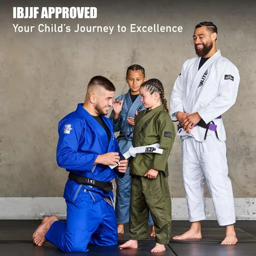 Miniatura 5 de Elite Sports Kids BJJ GI - Kimono brasileño Jiujitsu Gi con tela preencogida y cinturón, para niños y jóvenes, aprobado por la IBJJF