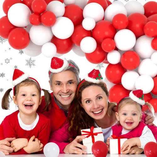 Miniatura 3 de Kit de arco de guirnalda de globos rojos y blancos, 122 globos blancos y rojos, globos de fiesta rojos y blancos para mujeres, cumpleaños, boda