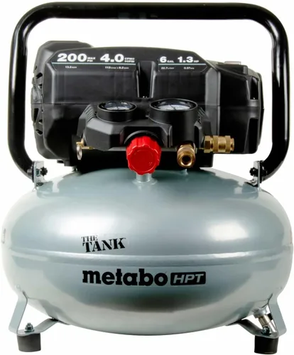 Metabo HPT Compresor de Aire, THE TANK, Compresor de Aire Portátil Tipo Panqueque 200 PSI, Tanque de 6 Galones, Versátil para Uso con Clavadoras de