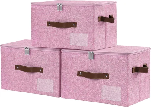 Miniatura 46 de Lucky Monet 1 contenedor de almacenamiento con tapas de cremallera de 10 x 8 x 7 pulgadas, cajas de almacenamiento plegables de tela con tapa