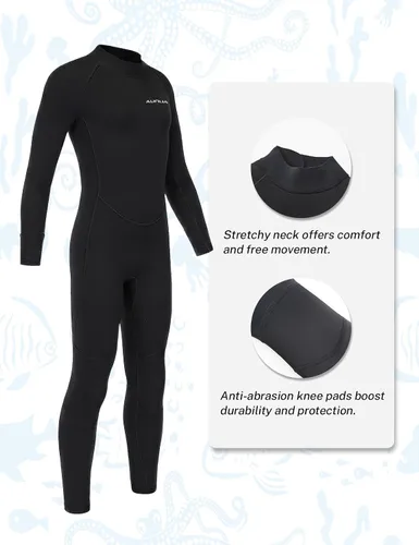 Miniatura 3 de Traje de neopreno para niños y niñas, traje de neopreno completo de 3/0.079 in y traje corto de 0.118 in para natación, surf
