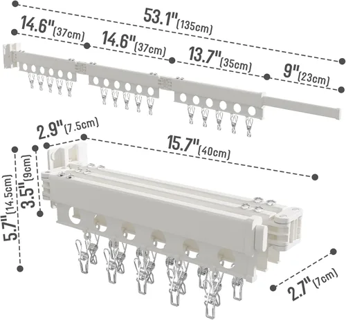 Miniatura 4 de Tendedero plegable para colgar ropa, 3 pliegues, color blanco Blanco triple