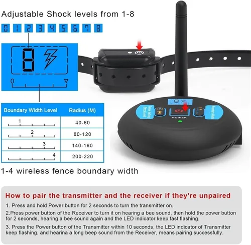 Miniatura 4 de Collar de entrenamiento eléctrico inalámbrico para perros 2 en 1, seguro y eficaz para vibrar/impactar, sistema de contención de mascotas, collar