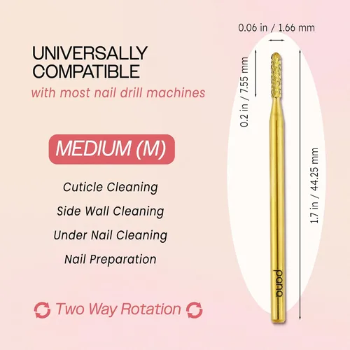 Miniatura 3 de PANA - Broca de carburo de 3/32" para limpieza de cutículas de uñas, para eliminar piel muerta, quitar esmalte en gel y acrílico, limpiador debajo