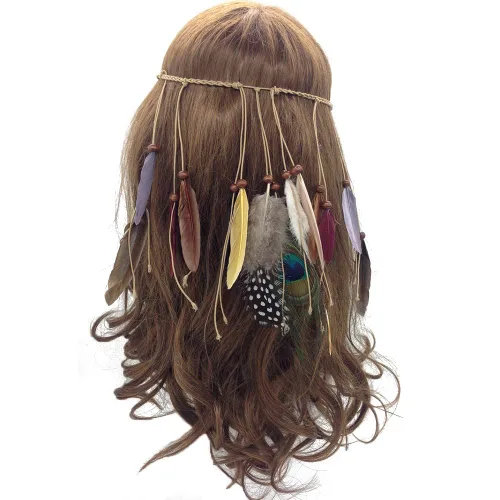 Miniatura 12 de CBLUO 3 pinzas para el pelo de plumas de Halloween, hippie, indio, bohemio, pasadores con borla, bohemios, para mujer, horquillas para el cabello